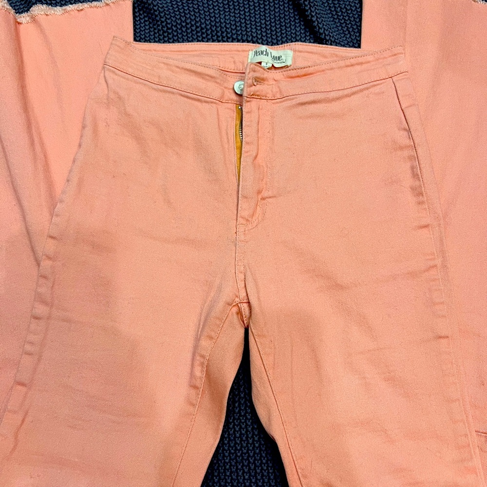 Pink high rise flares